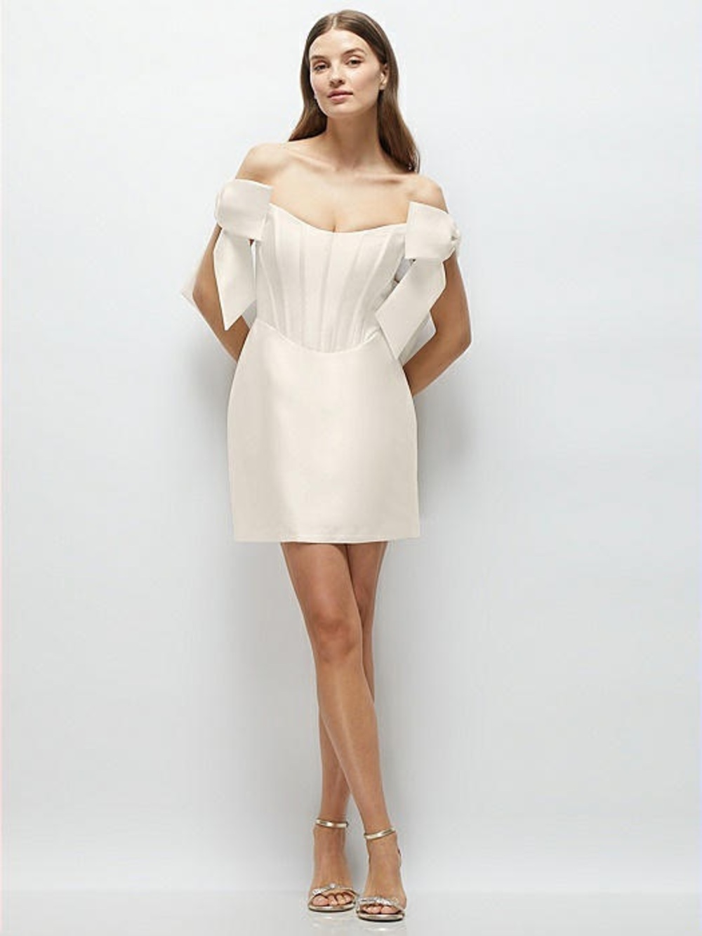 ALFRED SUNG Ivory Strapless Bow-Trim Mini Dress (New with tags)